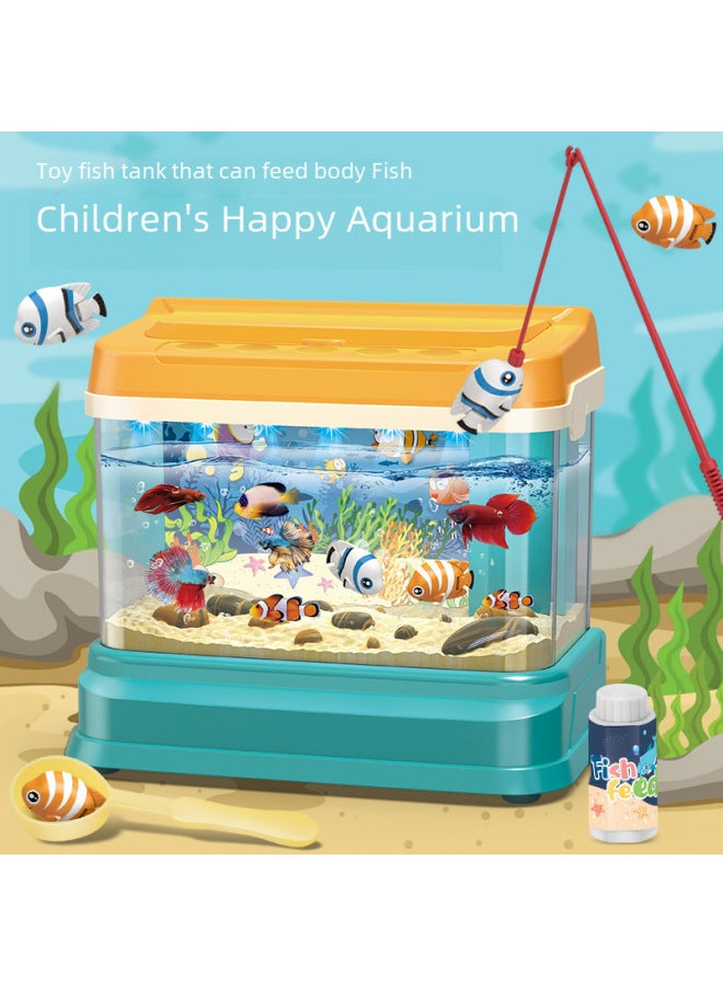 Electric Fish Tank Simulation Aquarium Magnetic Fishing Pool Rod Puzzle Play House Children's Fishing Toy Gift-Color:Chinese Color Box - Image 2