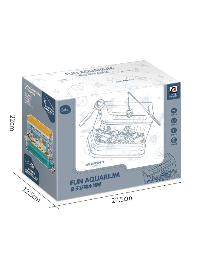 Electric Fish Tank Simulation Aquarium Magnetic Fishing Pool Rod Puzzle Play House Children's Fishing Toy Gift-Color:Chinese Color Box - Image 1