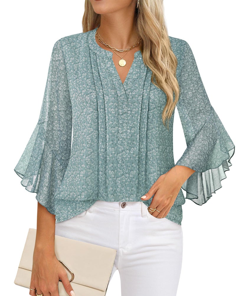 Timeson 3/4 Length Sleeve Womens Tops: Spring Outfits 2026 â€“ Womens Blouse â€“ Summer Shirts Dressy Casual Chiffon Business Attire Ladies Office Work Outfits Fashion Wrinkle Free Tunic Professional XL - Image 2