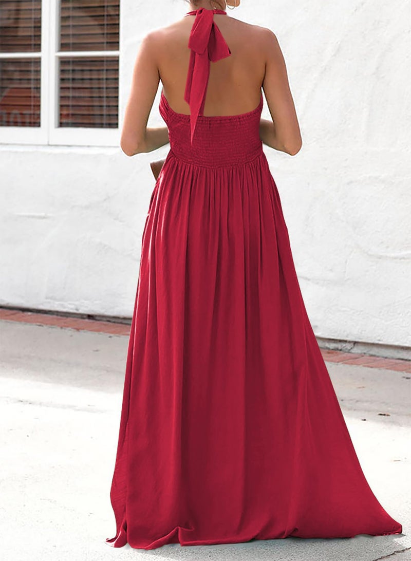 RANPHEE Flowy Dresses for Women 2025 Trendy Summer Vestidos de Mujer Red Sexy V Neck Maxi Long Beach Sundress Woman Elegant Casual Cute Beachy Dress XL 1X - Image 2