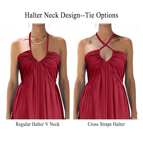 RANPHEE Flowy Dresses for Women 2025 Trendy Summer Vestidos de Mujer Red Sexy V Neck Maxi Long Beach Sundress Woman Elegant Casual Cute Beachy Dress XL 1X - Image 5
