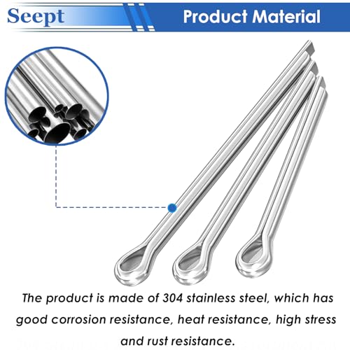 Seept 120Pcs Cotter Pins 304 Stainless Steel Cotter Pins Assortment Kit Tractor Pin Used for Hitch Pin Lock System, Trucks, Engine Repair in Towing Hitch Clips & Pins - Image 3