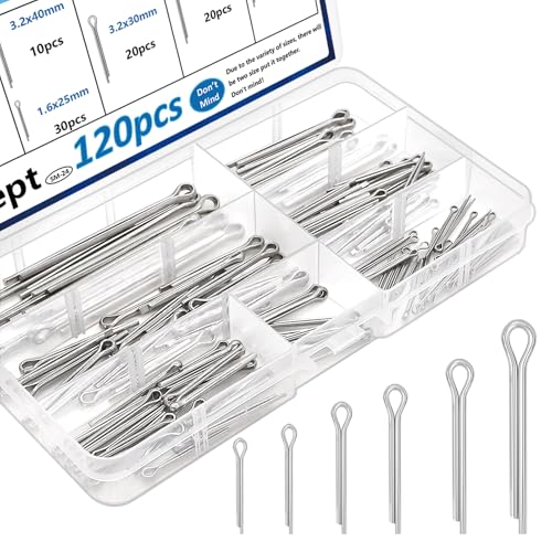 Seept 120Pcs Cotter Pins 304 Stainless Steel Cotter Pins Assortment Kit Tractor Pin Used for Hitch Pin Lock System, Trucks, Engine Repair in Towing Hitch Clips & Pins - Image 1