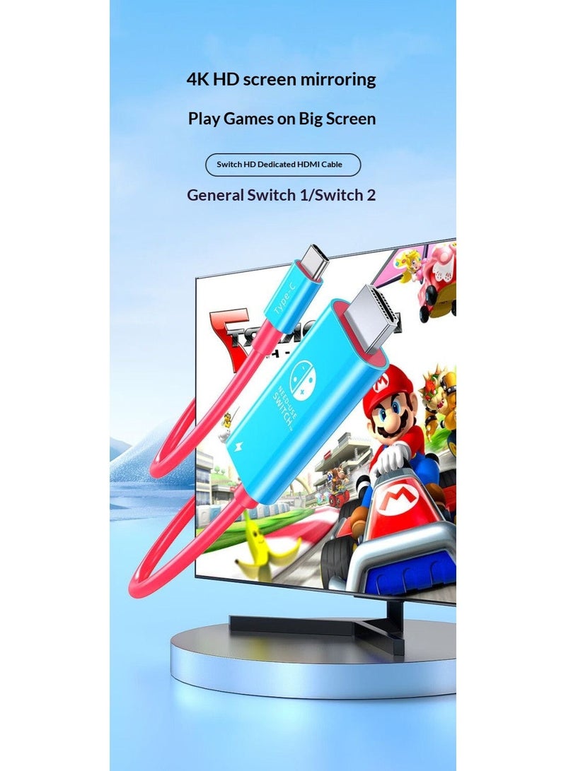 USB-C to HDMI Cable (2M) for Nintendo Switch 2/Switch 1 – 4K 60Hz with 100W PD Fast Charging | Compatible with Steam Deck, Samsung DeX, S21/S20/Note20/Tab S7 | Essential Travel Companion - Image 2