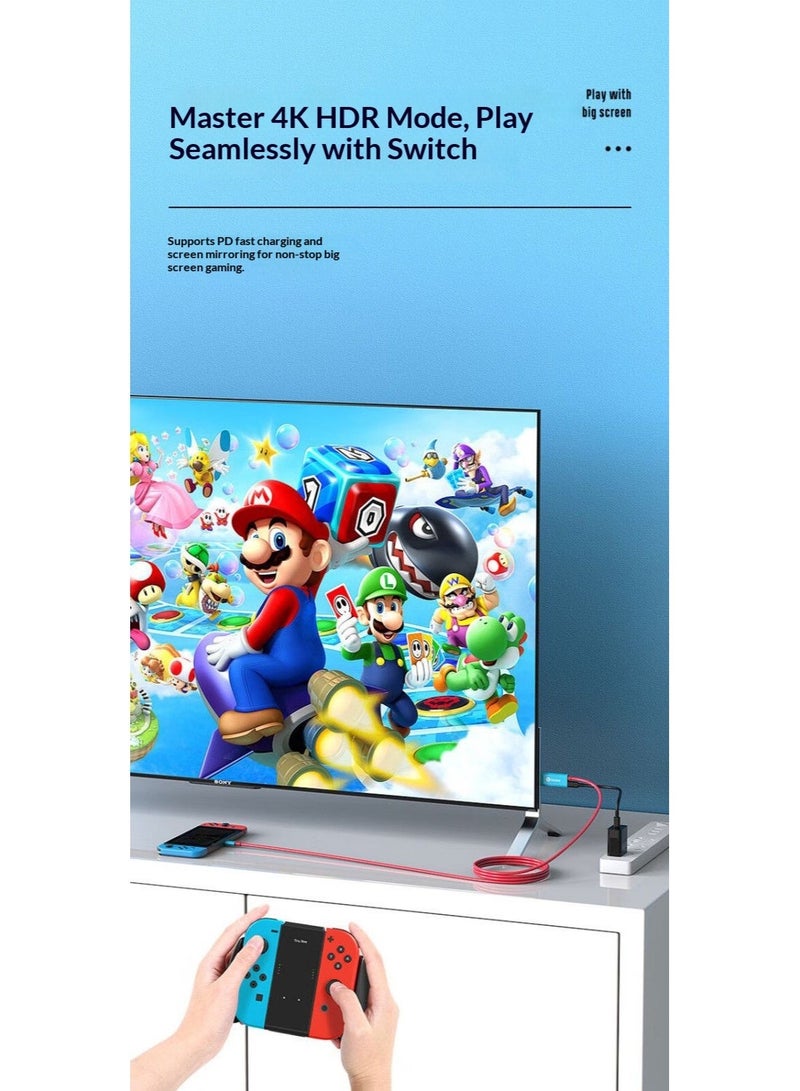 USB-C to HDMI Cable (2M) for Nintendo Switch 2/Switch 1 – 4K 60Hz with 100W PD Fast Charging | Compatible with Steam Deck, Samsung DeX, S21/S20/Note20/Tab S7 | Essential Travel Companion - Image 5