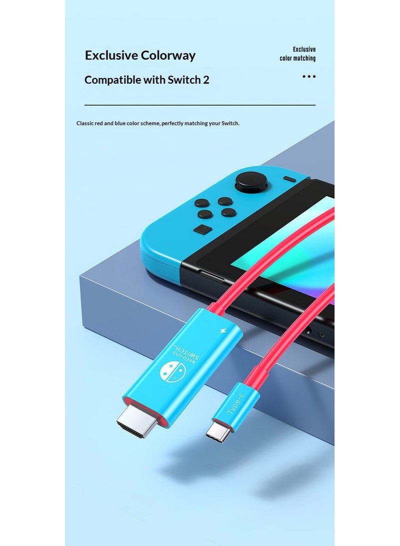 USB-C to HDMI Cable (2M) for Nintendo Switch 2/Switch 1 – 4K 60Hz with 100W PD Fast Charging | Compatible with Steam Deck, Samsung DeX, S21/S20/Note20/Tab S7 | Essential Travel Companion - Image 4
