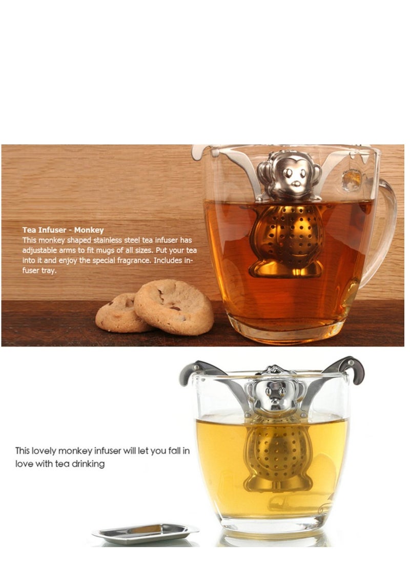 KASTWAVE - 2pcs Stainless Steel Tea Strainer Silicone Tea Infuser Stainless Tea Kettle Metal Tea Strainer Stainless Steel Coffee Infuser Fine Mesh Tea Strainer Rubber Tea Infuser Tea Leaker - Image 1