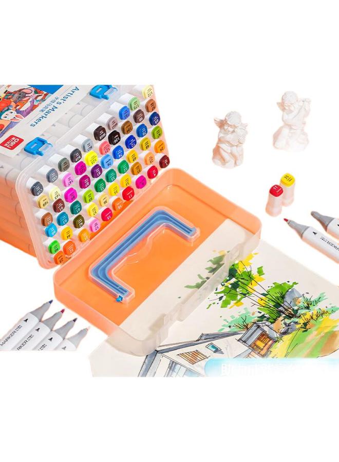 Deli [Super Popular] Deli Water-Based Markers, 60 Colors, Dual-Tip, Quick-Drying, Square Barrel, Large Capacity, Student-Friendly Watercolor Pens, Highlighters, Girls' And Children'S Gift, Art Sketching - Image 3