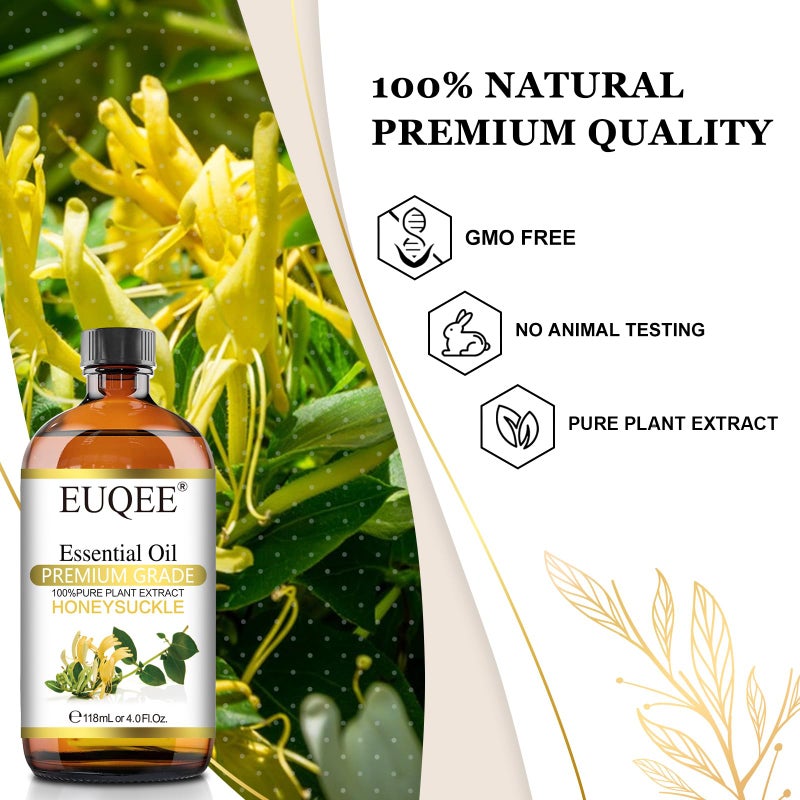 EUQEE Honeysuckle Essential Oil 118ml Pure Honeysuckle Oil Premium Essential Oil - with Glass Dropper Great for Diffuser, DIY Soap, Candle Making - 4Fl. OZ - Image 3