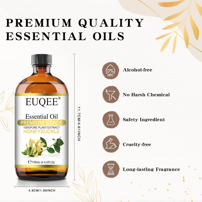 EUQEE Honeysuckle Essential Oil 118ml Pure Honeysuckle Oil Premium Essential Oil - with Glass Dropper Great for Diffuser, DIY Soap, Candle Making - 4Fl. OZ - Image 4