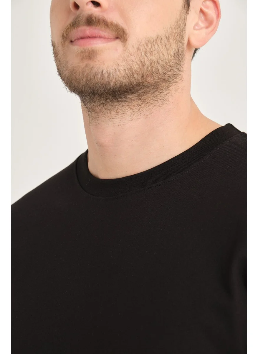 Four Man Men's Cotton Standard Cut Solid Color Basic T-Shirt with Non-Wrinkle Fabric Feature