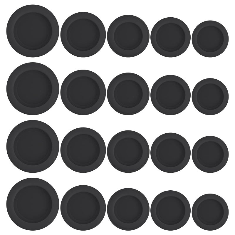 Grevosea 20 Pieces Piggy Bank Plug Piggy Bank Stopper Replacement Saving Box Black Cover Rubber Stopper Plug Replacement for Money Saving Box 5 Sizes