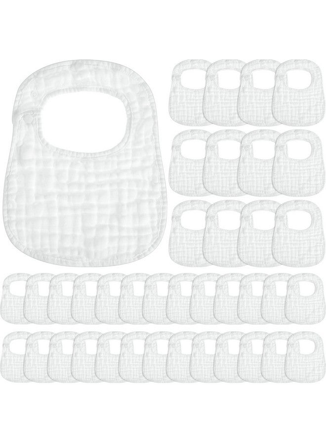 Reginary 30 Pack White Muslin Baby Bib For Boy Girl Adjustable Muslin Baby Drool Bibs Soft Snap Muslin Bibs For Newborn Infant Drooling Eating Feeding - Image 1