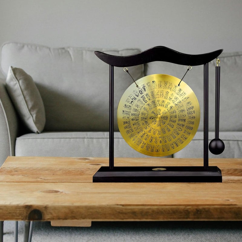 BIGTREE Great for Sound Healing Home or Office Ornaments for Living Room Hand Gong for Housewarming Wood Brass Oriental Chinese Mysterious Decor Gifts Feng Shui Brass Gong Chinese Musical Instruments - Image 5