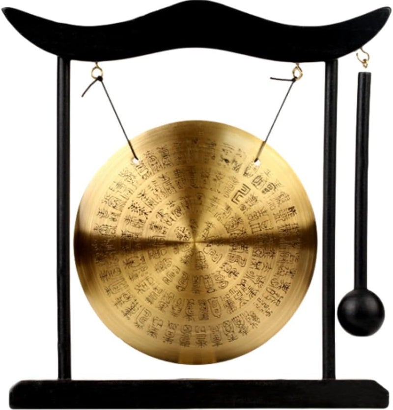 BIGTREE Great for Sound Healing Home or Office Ornaments for Living Room Hand Gong for Housewarming Wood Brass Oriental Chinese Mysterious Decor Gifts Feng Shui Brass Gong Chinese Musical Instruments - Image 1