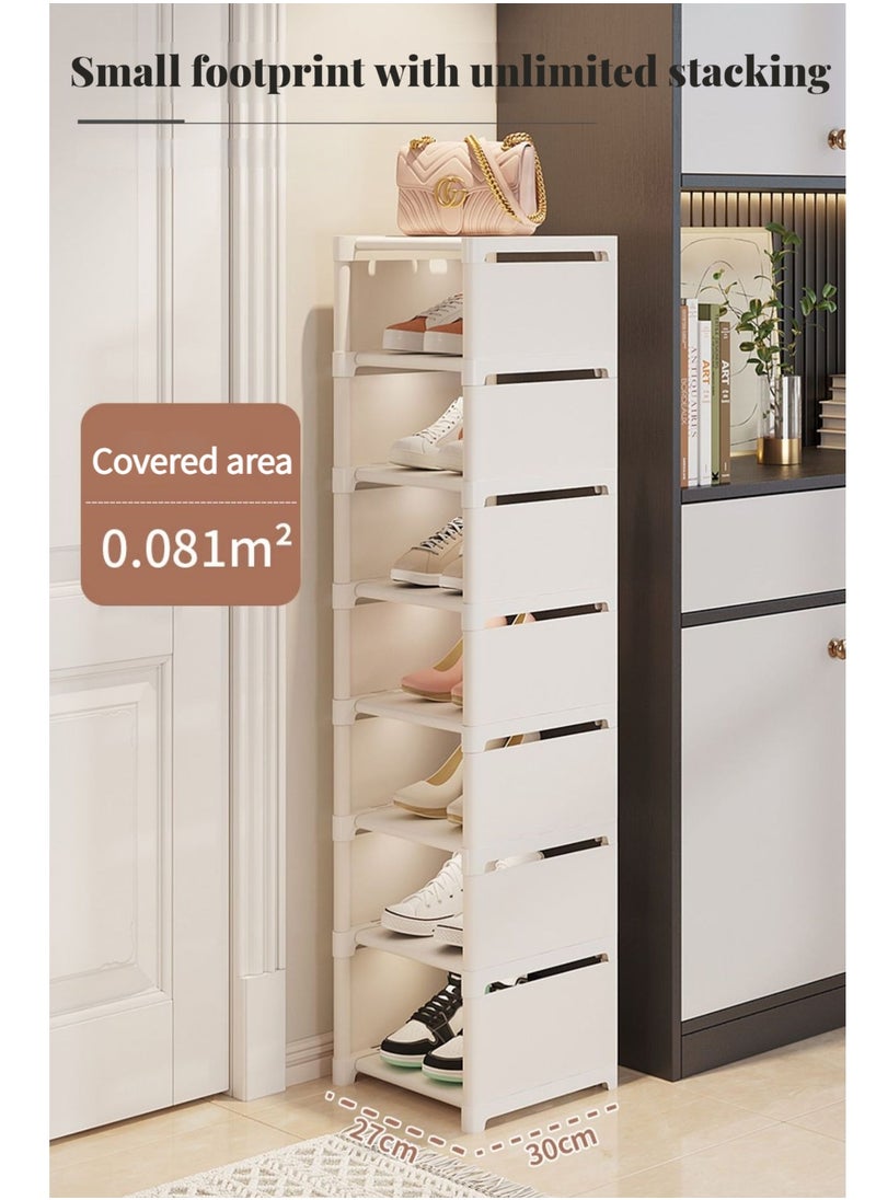 XiuWoo - 8-Tier Shoe Rack,Stackable Shoe Storage Organizer for Bedroom Entryway, Adjustable Shoe Rack,Shoe Slots Organizer Shelf, Easy Clean Shoe Tower Rack - Image 1