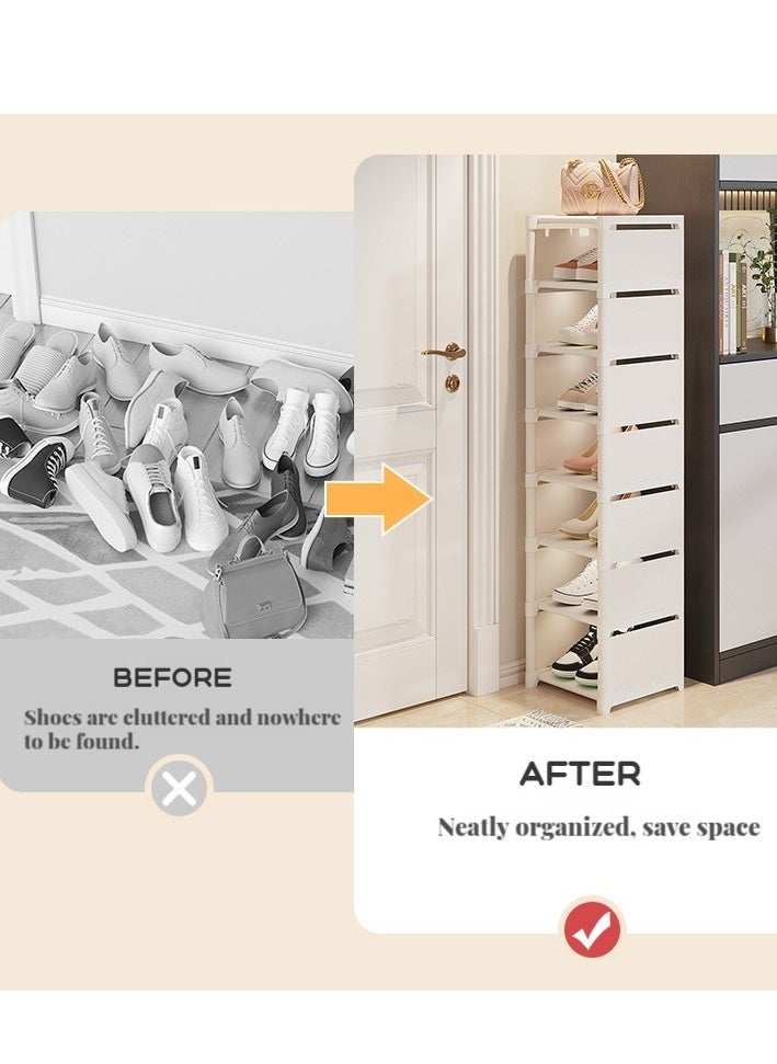 XiuWoo - 8-Tier Shoe Rack,Stackable Shoe Storage Organizer for Bedroom Entryway, Adjustable Shoe Rack,Shoe Slots Organizer Shelf, Easy Clean Shoe Tower Rack - Image 1