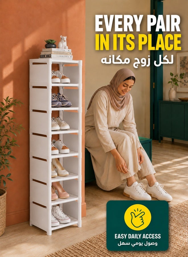 XiuWoo 8-Tier Shoe Rack,Stackable Shoe Storage Organizer for Bedroom Entryway, Adjustable Shoe Rack,Shoe Slots Organizer Shelf, Easy Clean Shoe Tower Rack - Image 2