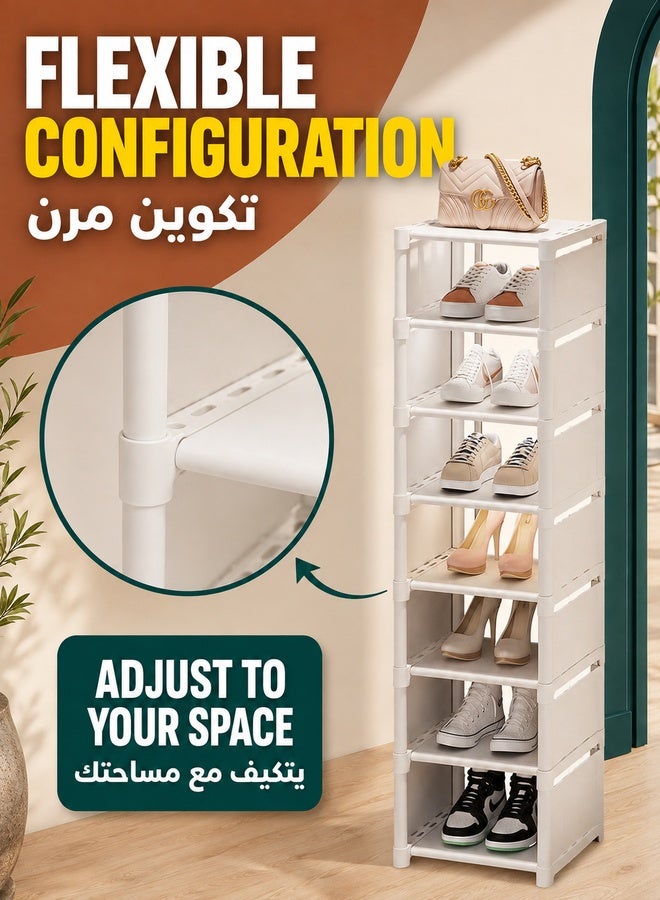 XiuWoo 8-Tier Shoe Rack,Stackable Shoe Storage Organizer for Bedroom Entryway, Adjustable Shoe Rack,Shoe Slots Organizer Shelf, Easy Clean Shoe Tower Rack - Image 3