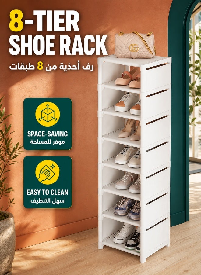 XiuWoo 8-Tier Shoe Rack,Stackable Shoe Storage Organizer for Bedroom Entryway, Adjustable Shoe Rack,Shoe Slots Organizer Shelf, Easy Clean Shoe Tower Rack - Image 1