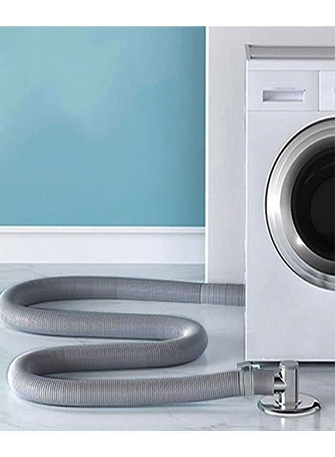 طقم تمديد خرطوم تصريف عالمي بطول 2 متر للغسالات وغسالات الأطباق مع مشبك خرطوم | خرطوم تصريف مرن لأجهزة الغسيل وغسالات الأطباق - Image 4