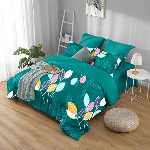 BSB HOME Premium Double Bedsheet with 2 Pillow Covers - 160 TC Supersoft Glace Cotton - Breathable & Wrinkle Free - 3 Pcs Set | Dark Green Small Leaf - Image 4