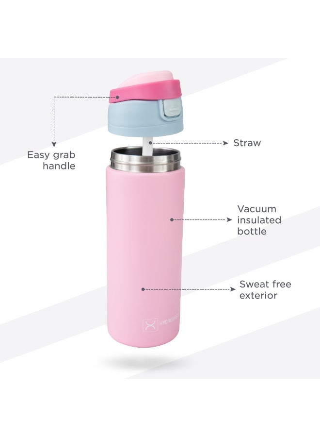 HydroBrew SipSwitch™ Insulated Water Bottle 720ml – Leakproof, Stainless Steel, Straw & Spout Lid -Rose Silk - Image 3