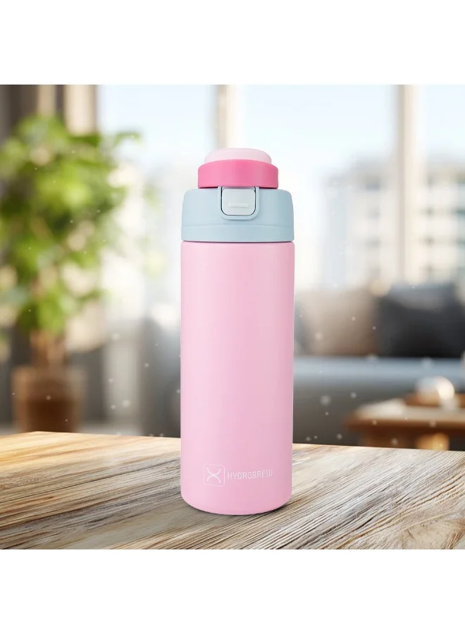Hydrobrew HydroBrew SipSwitch™ Insulated Water Bottle 720ml – Leakproof, Stainless Steel, Straw & Spout Lid -Rose Silk