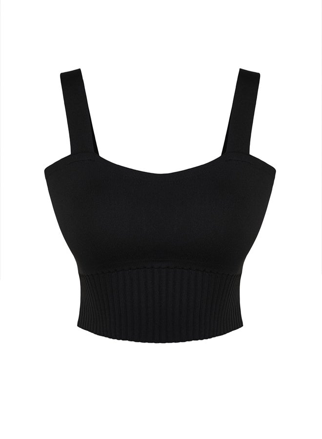 trendyol Black Heart Neck Crop Knit Blouse - Image 5