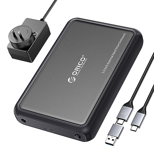ORICO 35 Hard Drive Enclosure SATA to USB C Compatible for 35 25 Seagate Samsung WD Crucial SanDisk HDD SSD ABSMetal Shell Support UASPTrim Up to 20TB 2in1 USB C to USB CA Cable DDL35C3 - Image 1