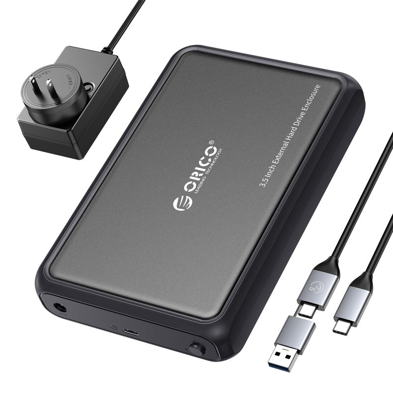 ORICO 35 Hard Drive Enclosure SATA to USB C Compatible for 35 25 Seagate Samsung WD Crucial SanDisk HDD SSD ABSMetal Shell Support UASPTrim Up to 20TB 2in1 USB C to USB CA Cable DDL35C3 - Image 2