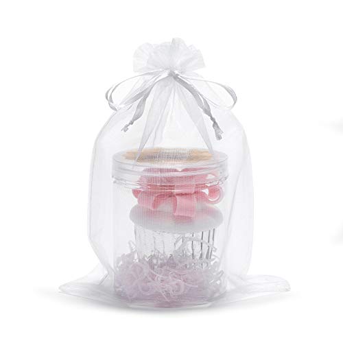 Volanic 50PCS 6X9 Inch 17X23 CM Sheer Drawstring Organza Gift Bag for Jewelry Party Wedding Favor Candy Mini Bottle Samples Display