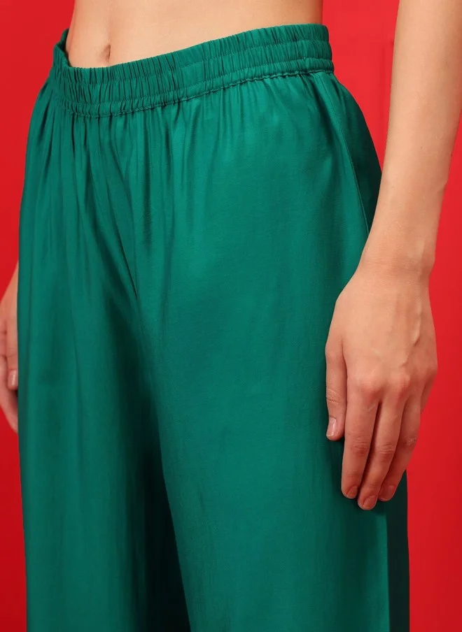 Indo Street Silk Blend V-Neck Kurta With Trousers For Women