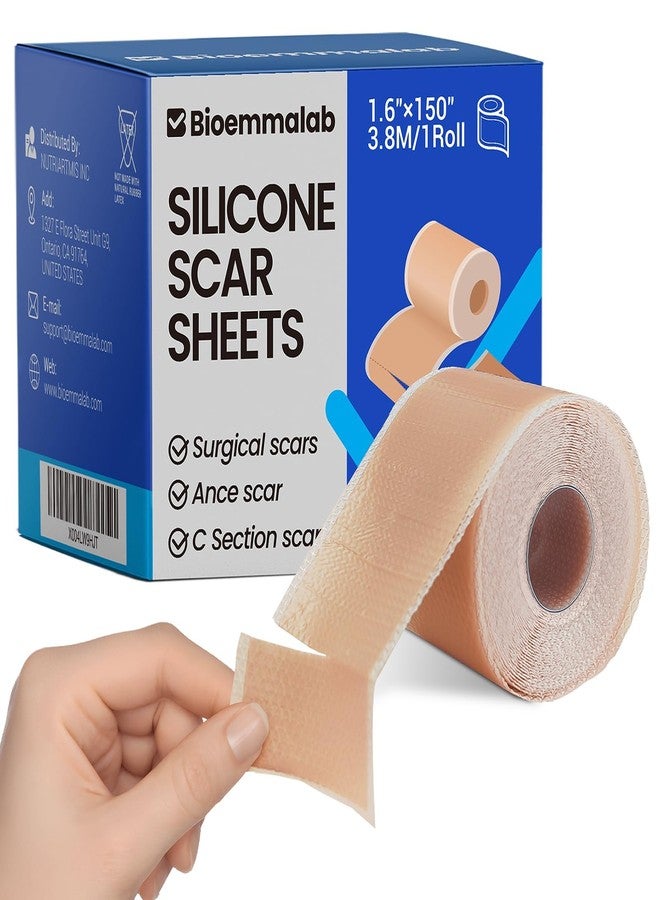 Bioemmalab Silicone Scar Sheets Medical Grade Tape (1.6"x150" Roll Healing Patches for C-Section, Keloid, Face Wrinkles, Stretch Marks, Surgical Recovery, Professional Scar Cover for Sensitive Skin, Soft Tissue - Image 1