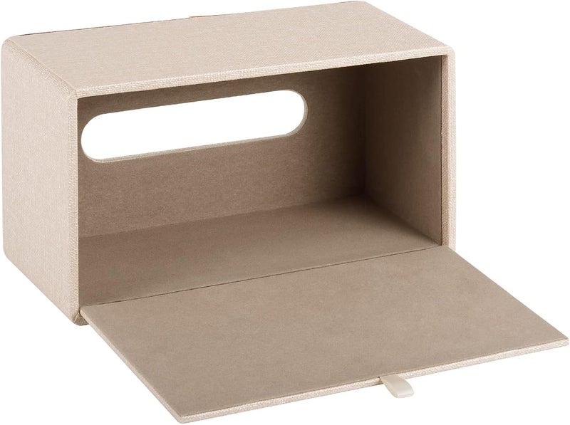 RHCSZ Fashion Leather Tissue Box Holder,Rectangular Tissue Box Cover for Bathroom Dresser Night Stand,Napkin Box Drawer Paper Dispenser,Home Office car Tissue Holder with Magnetic Bottom (Beige) - Image 2