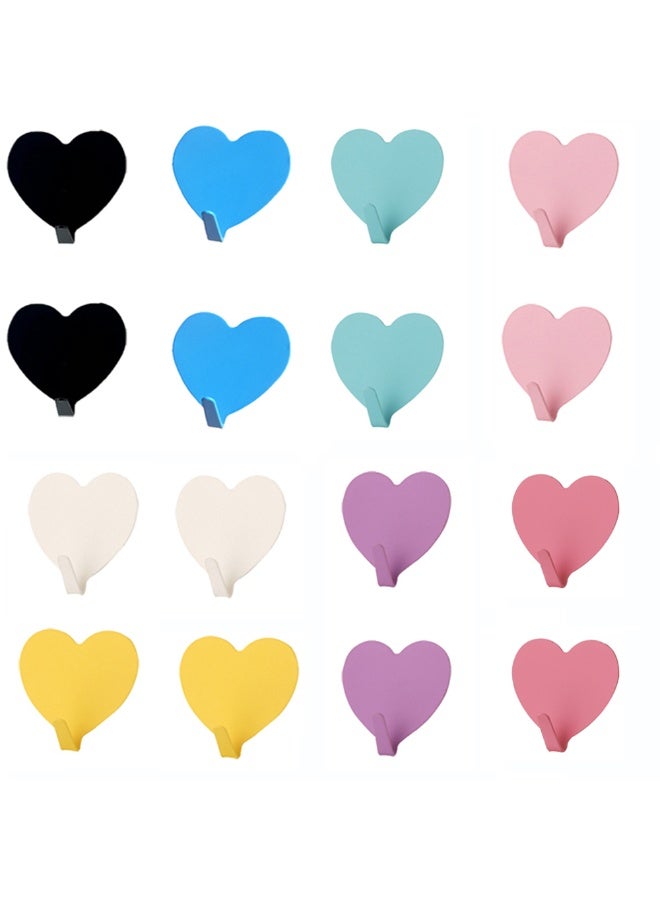 16pcs Heart Shaped Decorative Wall Hooks, Stainless Steel Adhesive Wall Hook,Home Decor Organizer,For Home Kitchen Bathroom And Bedroom - Image 3