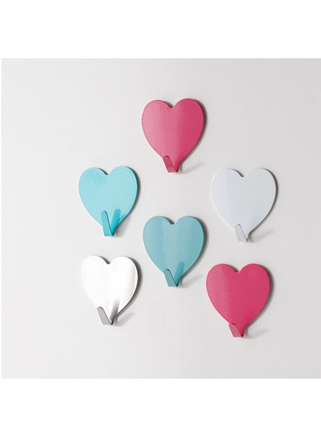 16pcs Heart Shaped Decorative Wall Hooks, Stainless Steel Adhesive Wall Hook,Home Decor Organizer,For Home Kitchen Bathroom And Bedroom - Image 4