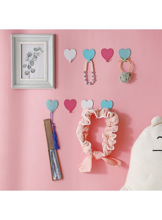 16pcs Heart Shaped Decorative Wall Hooks, Stainless Steel Adhesive Wall Hook,Home Decor Organizer,For Home Kitchen Bathroom And Bedroom - Image 1