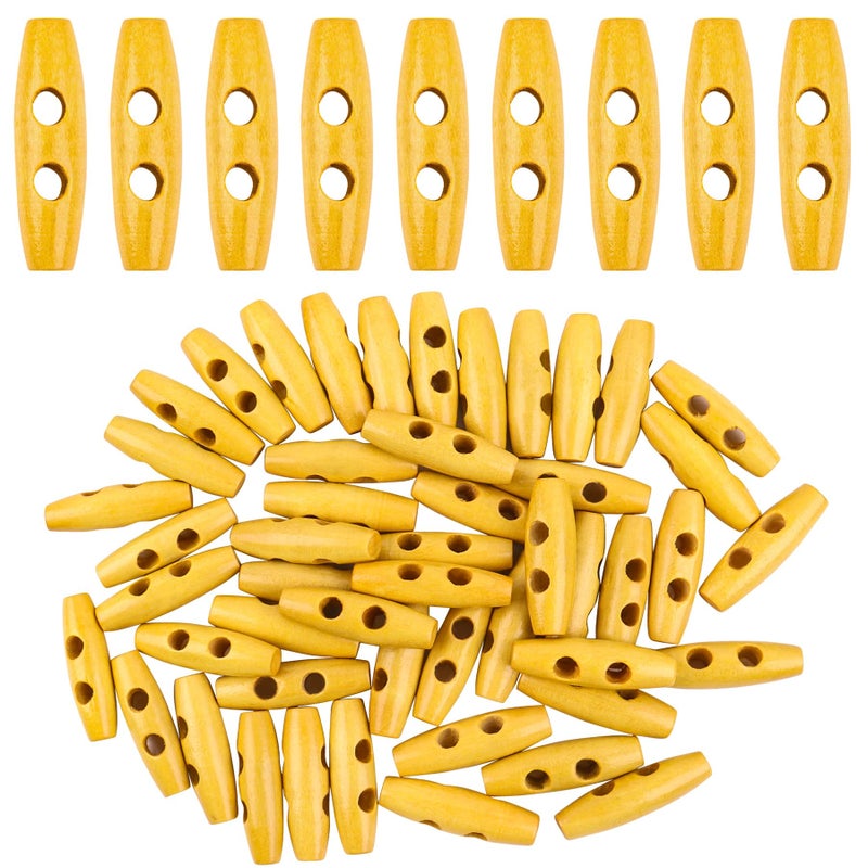 AUEAR AUEAR 50 Pack Wood Buttons 2 Holes Sweater Coats Sewing Horn Toggle