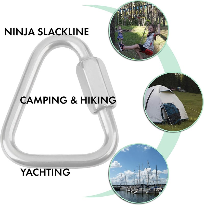 Cateam Set of 5 Carabiners for Ninja Slackline. Triangle Shaped Quick Links for Ninja Slackline. Large 5/16" (M8/80mm) - Image 3