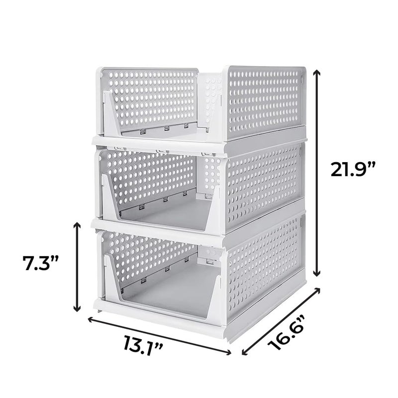 BLADESMITH Big Size Storage Organizer Wardrobe Organizer for Storage/Polypropylene Foldable & Stackable Closet Basket Cupboard Organizer/Cloth Box for Almirah (Pack Of 2, Plastic) White - Image 3