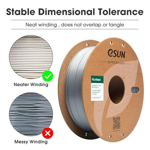 eSUN PLA Basic Filament 1.75mm, 3D Printer Filament High Speed PLA for Fast Printing, 1KG Spool (2.2 LBS) 3D Printing Filament for High Speed 3D Printers, Silver - Image 2