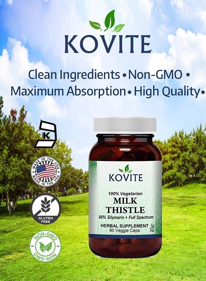 Kovite Standardized Milk Thistle 450 mg - 80% Silymarin 90 Vegetarian Capsules and Kosher Made with Organic Ingredients - Image 4