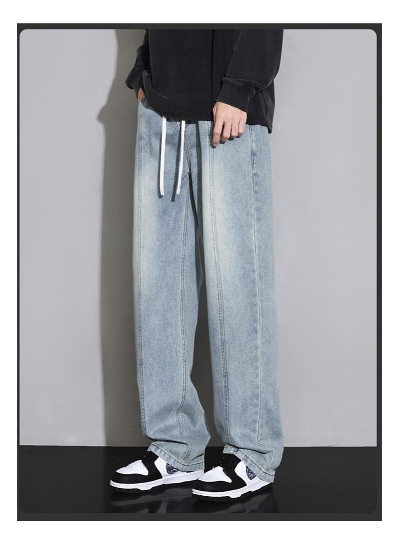 Fashionable Men's Loose Straight Leg Jeans, Wide Leg Casual Pants  - Image 1