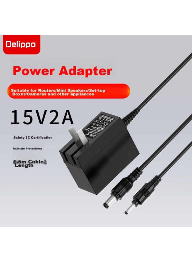 Delippo Power Adapter 15v2a1.5a 30w Universal Square Dance Special Voice Flying Trolley Speaker Electronic Piano Switch, Niuman Emergency Start Power Charger Cable - Image 1