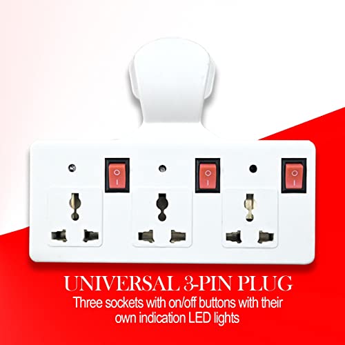 Digiway 3 pin Multi Plug Point | Cordless Wall Socket Multi Outlet Extension Board, Universal Sockets and Individual Switches -Pack of 1 - Image 5
