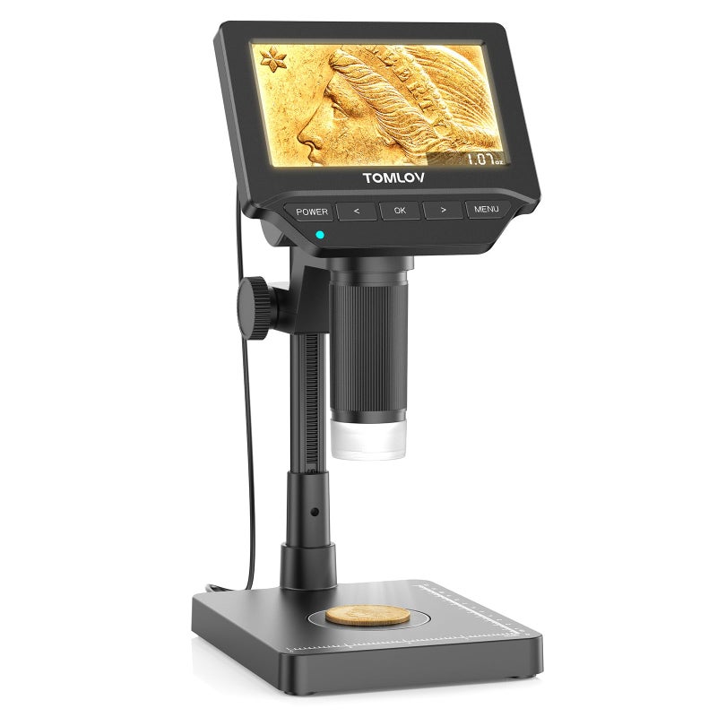 TOMLOV DM4W Microscope with Weighing Scale 43 Digital Coin Microscope with Screen Error Coin Magnifier with Lights Weight Scale for Collectors Jeweler Students Compatible with WindowsMac - Image 2