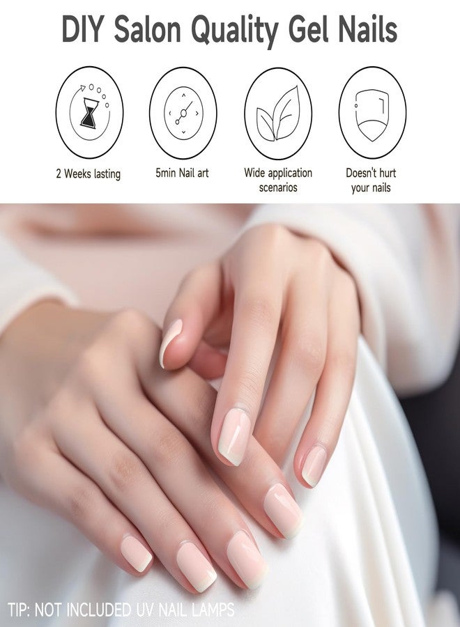 DUKASOU Semi Cured Gel Nail Strips, 28 pcs UV Gel Nail Stickers Full Nails Wraps for Women Home DIY Nails Art, UV Light Required(Pink French) - Image 4