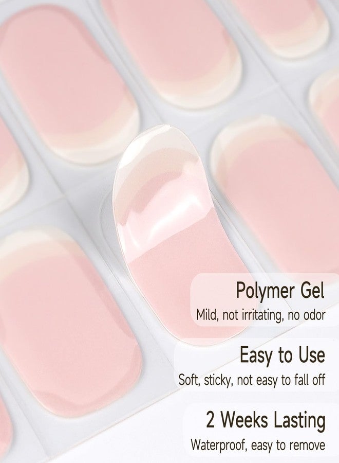 DUKASOU Semi Cured Gel Nail Strips, 28 pcs UV Gel Nail Stickers Full Nails Wraps for Women Home DIY Nails Art, UV Light Required(Pink French) - Image 3