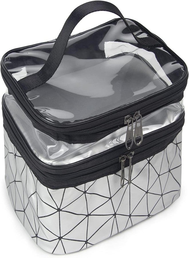 Flywind Cosmetic Bag - Double Layer Makeup Bag Organizer with Carry Handle, Waterproof Travel Toiletry Bag - Foldable, Portable Storage for Women and Girls, Ideal for Daily Use, Business & Travel - Image 1